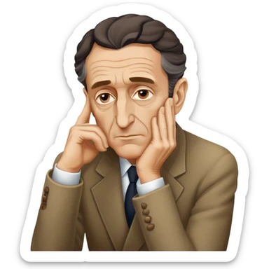 Maurice Merleau-Ponty, no glasses, hands clasped as a thinker sticker