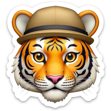 tiger face wearing stylish hat for Twitch emote sticker