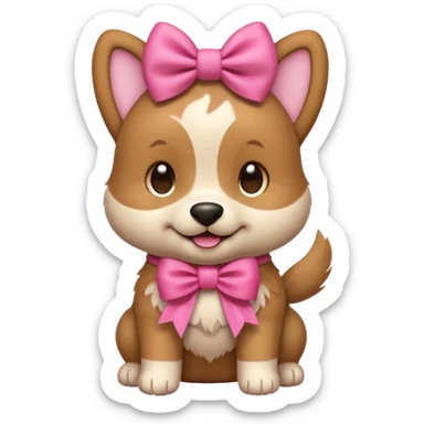 This puppy 🐶 with a pink bow, please in apple ios emoji style sticker