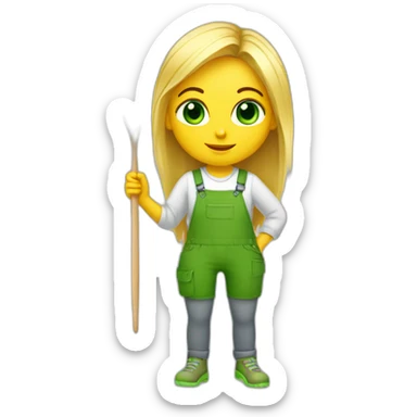 Painter girl with brushes and paints blonde green eye full body sticker