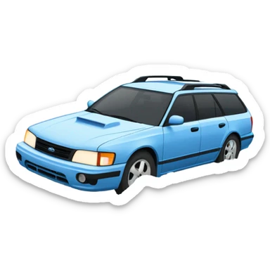 Light Blue 1990 Subaru legacy wagon stuck in a snow filled ditch sticker