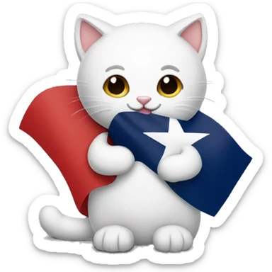 cat hugging texas flag sticker