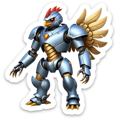 Mecha battle chicken humanoid creature but more human than chicken sticker