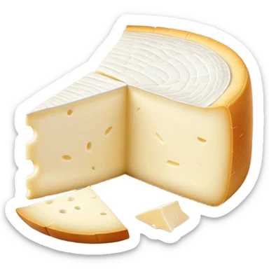 cinematic-realistic-brie-cheese-emoji,-featuring-soft-ripened-cheese-with-a-delicate white rind-rendered-with-lifelike-detail-and-inviting,-natural-lighting sticker