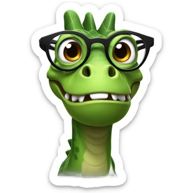 Dinosaur with glasses nerd sticker