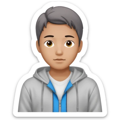 Create a handsome korean men with a white tshirt and a hoddy with ziper sticker