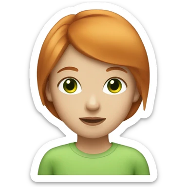 Girl with ginger hair with bangs and green eyes sticker
