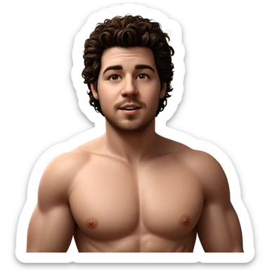 realistic portrait of topless male sticker