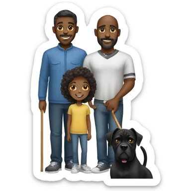 black family with 2 cane corso dogs sticker