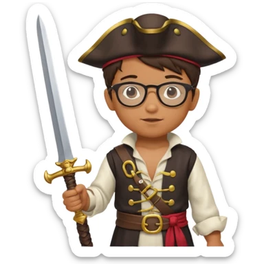 kid boy with pirate costume wearing glasses sticker