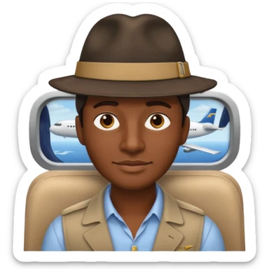 Visage homme créole réunionnais avec chapeau arrive avion sticker