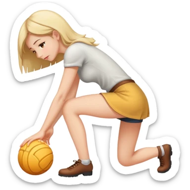 girl bending down sticker