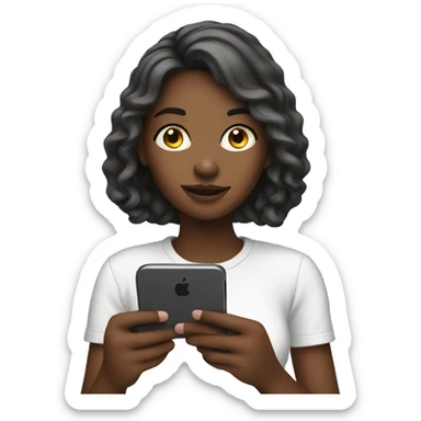 Girl with iPhone texting sticker