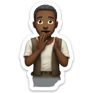 Man on knees begging sticker