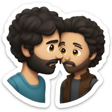 dark haired girl kisses dark haired bearded man sticker