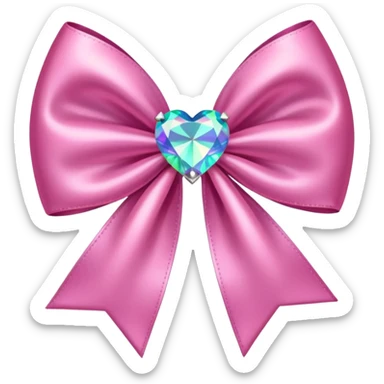 Pink Bow With Heart Diamond sticker