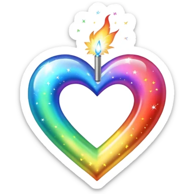 heart with rainbow sparkler sticker