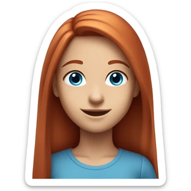 smiling girl with long straight red hair and blue eyes sticker