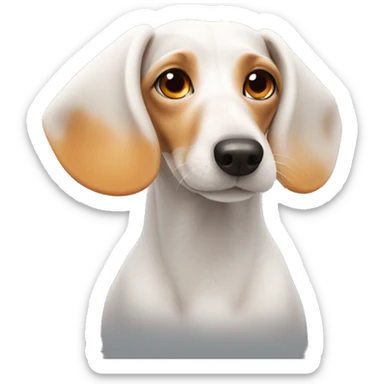 White dachshund with orange fur around her eyes and ears like a beagle  sticker