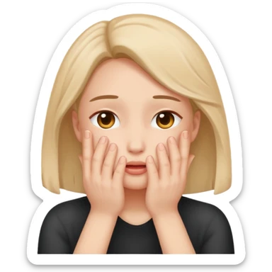 😳 emoji blushing and completely covering face with hands because they are flustered and embarrassed, face is very flushed sticker