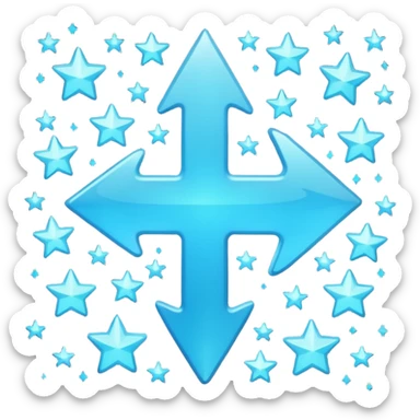 fait moi un émojie discord avec une fleche verre le haut bleu avec la bout un peu separer et des etoile a coté sticker