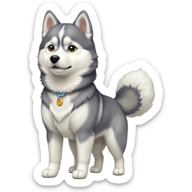 full body of husky, front view sticker