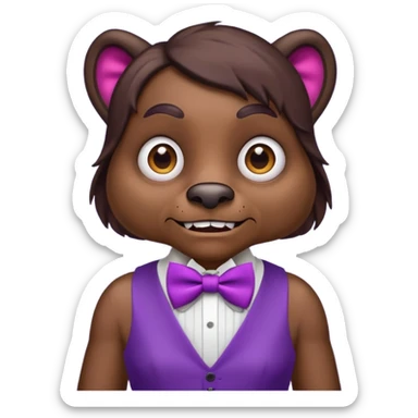 ￼A creepy ugly brown beast in a purple dress ￼ and a purple bowtie sticker