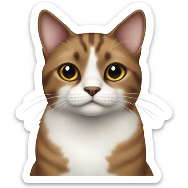 Deep brown and white Cat with black spot near the nose sticker