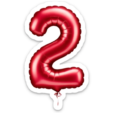 Number 2 birthday balloon in red sticker
