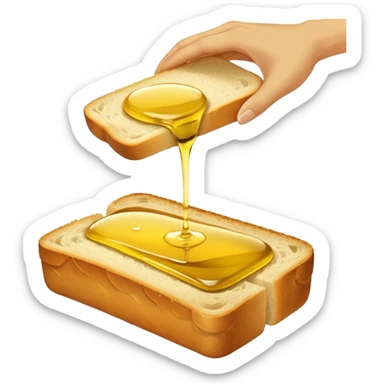 make a hand dipping a bread in olive oil sticker