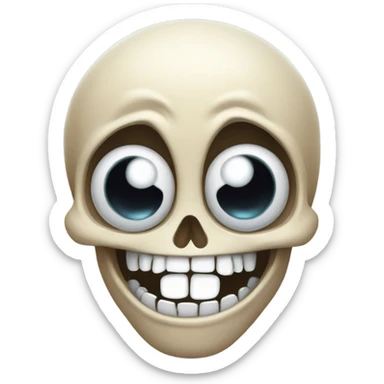 Laughing skull with eyes popping out of the eye sockets sticker