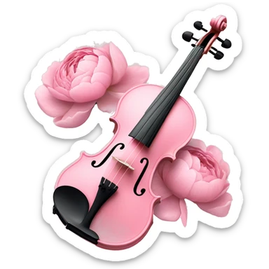 soft pastel pink violin with peonies and glitter sticker