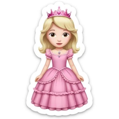 chica vestida de princesa con vestido rosa , piel blanca  sticker