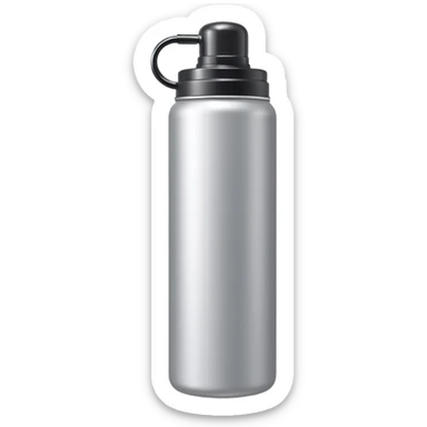 tall cylindrical canister with rounded plastic cap, pressurized shaving foam dispenser, smooth body, metallic or matte finish, clean silhouette, no branding, no foam, no extras, closed can, apple emoji style, soft lighting, subtle shadows, transparent background, emoji scale sticker