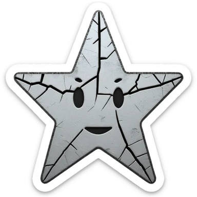 Minimalist emoji-style sticker of a cracked Walk of Fame star with a faint claw mark coming from below, grayscale and ash tones


 sticker
