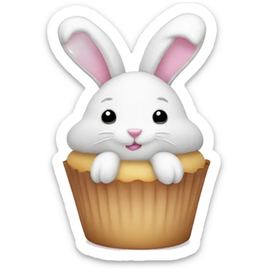 Easter white light pink cupcake bunny  sticker