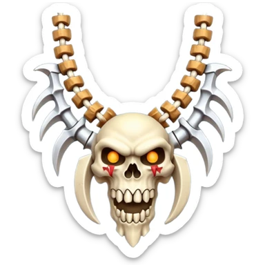 barbarian necklace object icon, necklace made of bones and fangs, rugged tribal jewelry, 3D cartoon, mobile game icon style, centered, clean background, no text, no watermark sticker