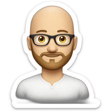 marketing strategist, 40 years old,with hazel eyes, light skin,short beard, bald, wearing bold glasses, sticker