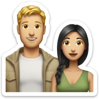 white man with asian girlfriend yogi sticker