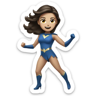 White Female brunette Super hero dancing  sticker