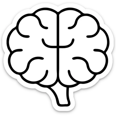 outlined icon of a brain with no fill sticker