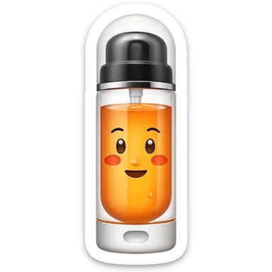 a skincare tube with an orange-toned liquid inside of it sticker