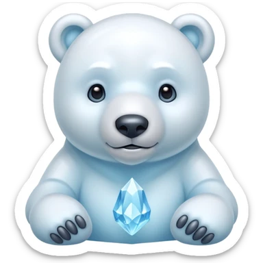 crystal polar bear character, icy crystal body, soft blue glow, cute but powerful, 3D cartoon, mobile game icon style, clean background, no text, no watermark



 sticker