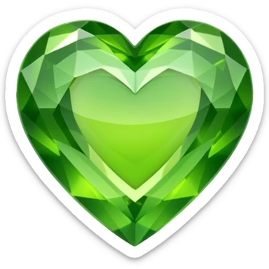 green heart looking ios but like a gemstone with sharp outlines and shiny the color is more like lime sticker