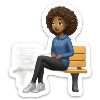 A girl sit on a bench sticker