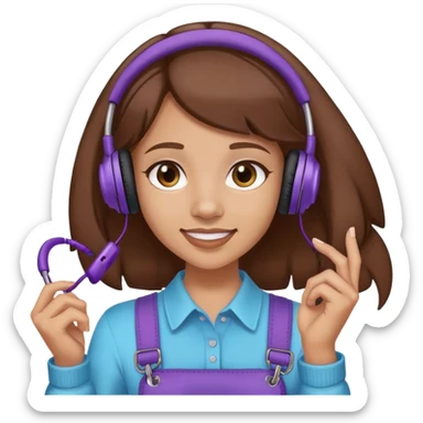 Light skin girl with brown hair and braces with headphones and takis in her hand  sticker