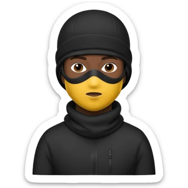 Black thug ski mask sticker