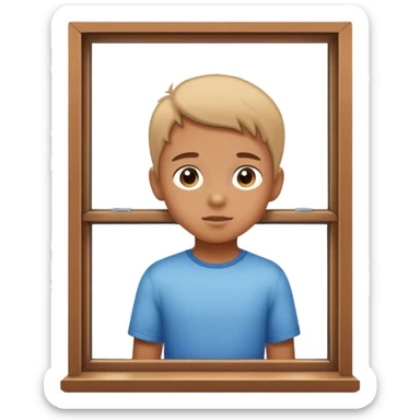 kid standing at window looking outside sticker