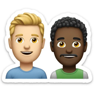 2 white guys with laptops, one with big nose sticker