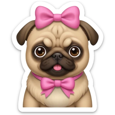 Pug fofo com láço rosa sticker